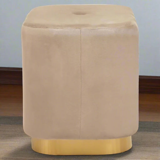 Luxury Mink Velvet Upholstered Stool with Matte Gold Base