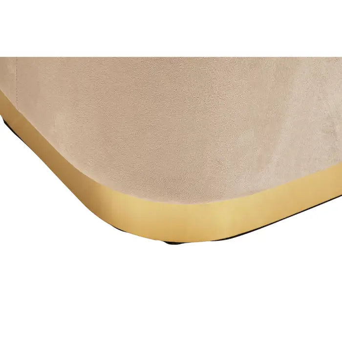 Luxury Mink Velvet Upholstered Stool with Matte Gold Base