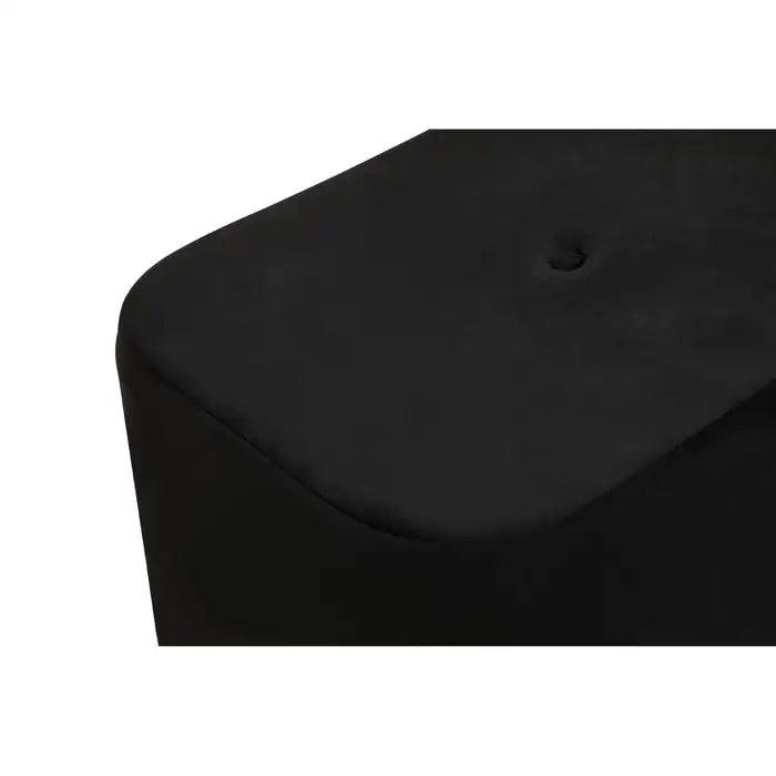 Luxury Black Velvet Upholstered Stool with Matte Gold Base