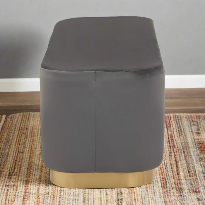 Elevate Your Space with the Luxurious Grey Velvet Upholstered Stool