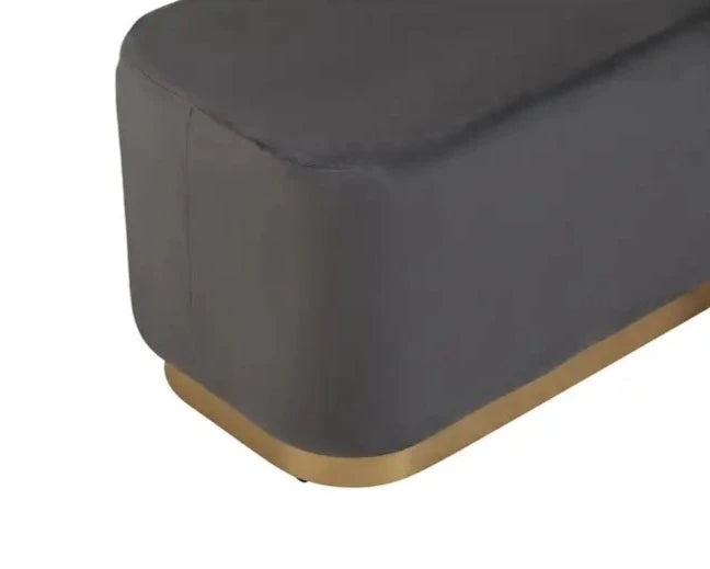 Elevate Your Space with the Luxurious Grey Velvet Upholstered Stool