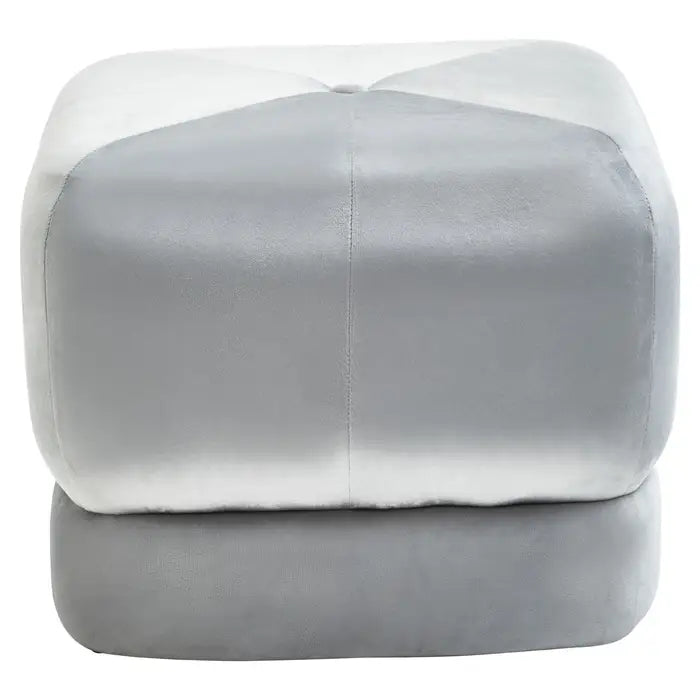 Luxe Grey Velvet Square Silhouette Stool