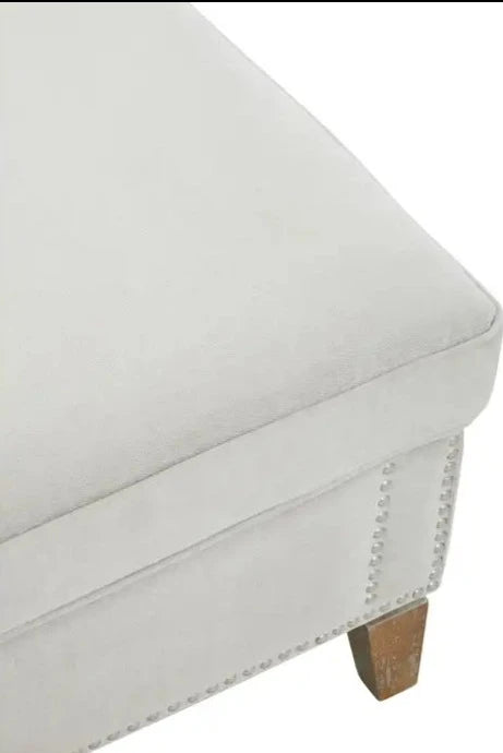 Modern Grey Fabric Footstool with Stud Detailing