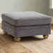 Elegant Grey Fabric Footstool with Brown Wooden Legs