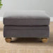 Elegant Grey Fabric Footstool with Brown Wooden Legs