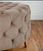 Natural Grey Velvet Round Button Tufted Footstool