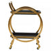 Cardoba Serving Trolley, two rectangular tiers, Circular Frame, Black & Gold