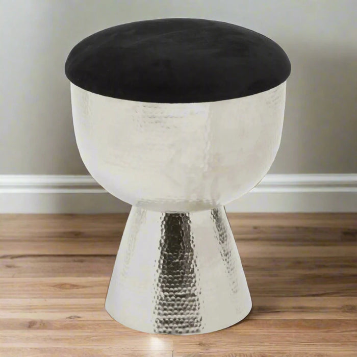 Urban Black Velvet Upholstered Stool