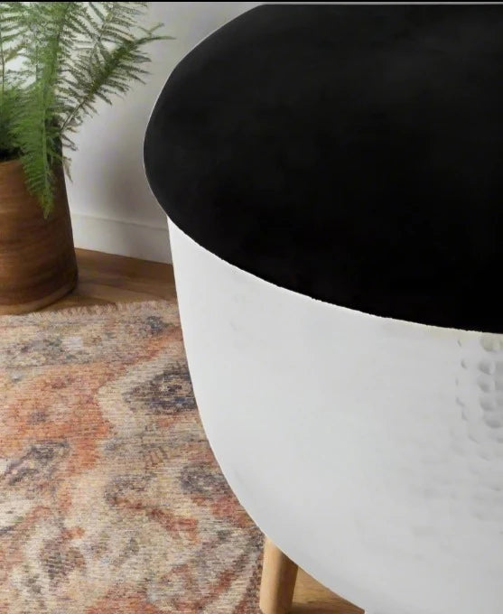 Urban Black Velvet Upholstered Stool