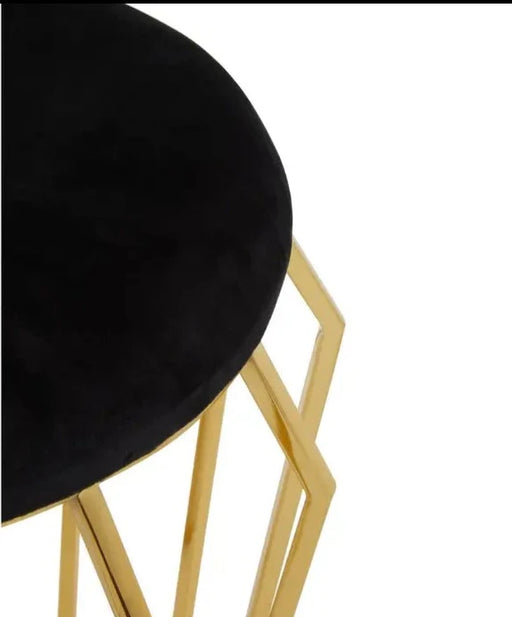 Luxury Black Velvet Upholstered Stool