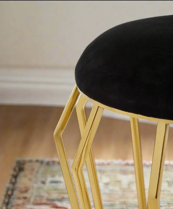 Luxury Black Velvet Upholstered Stool