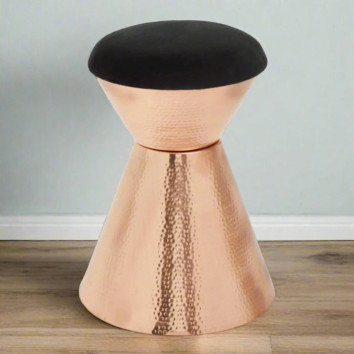 Urban Black Velvet Upholstered Stool