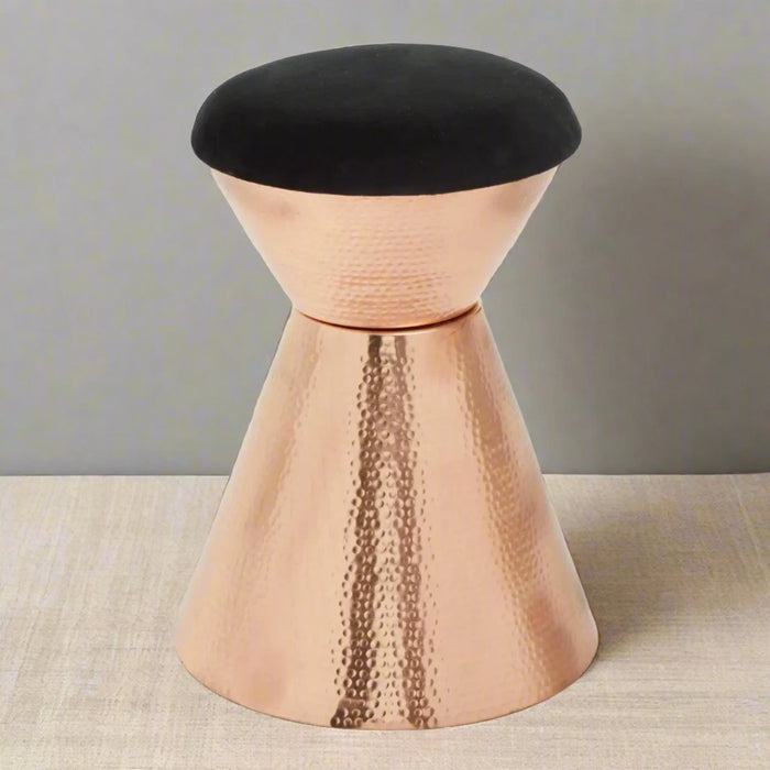 Urban Black Velvet Upholstered Stool