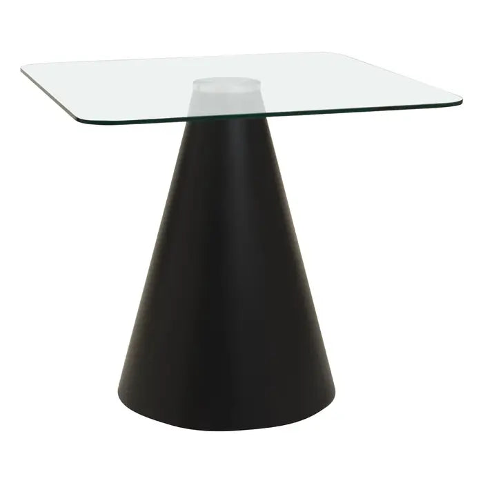 Carlton Square Dining Table, Black Metal & Clear Glass