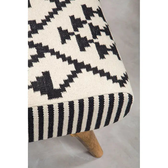 Black & Off White Berber Style Footstool