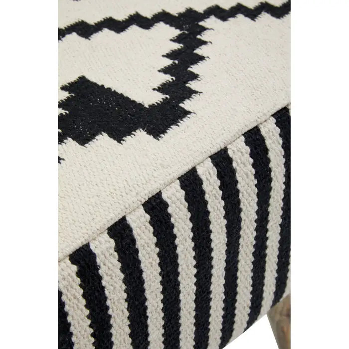 Black & Off White Berber Style Footstool