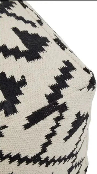 Carrow Pouffe, Black & White Berber Style Fabric