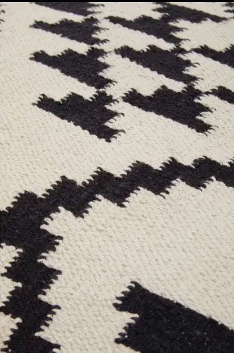 Carrow Pouffe, Black & White Berber Style Fabric