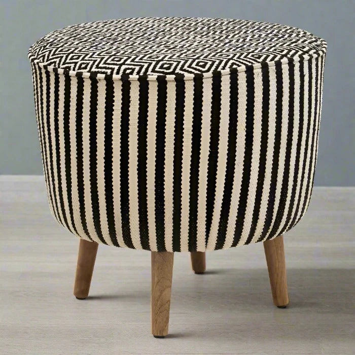 Monochrome Striped Footstool