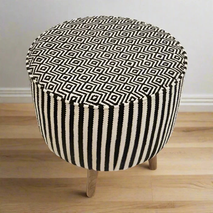 Monochrome Striped Footstool