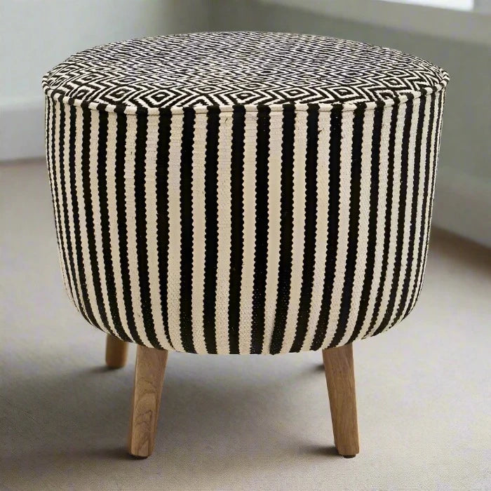 Monochrome Striped Footstool