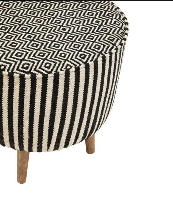 Monochrome Striped Footstool