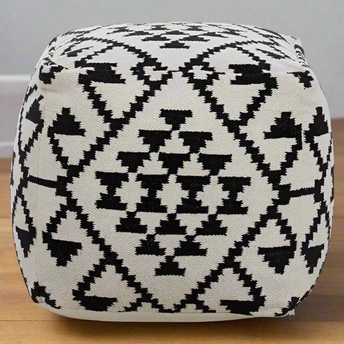 Berber Style Footstool, Monochrome, Square