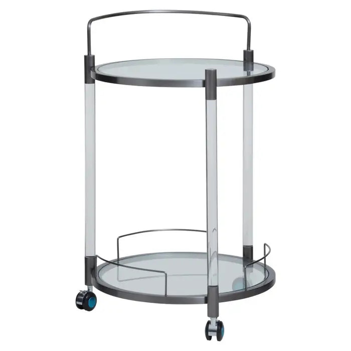 Oria White Glass Bar Trolley