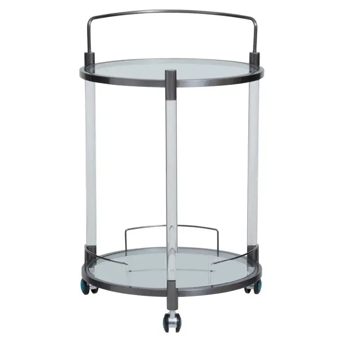 Oria White Glass Bar Trolley