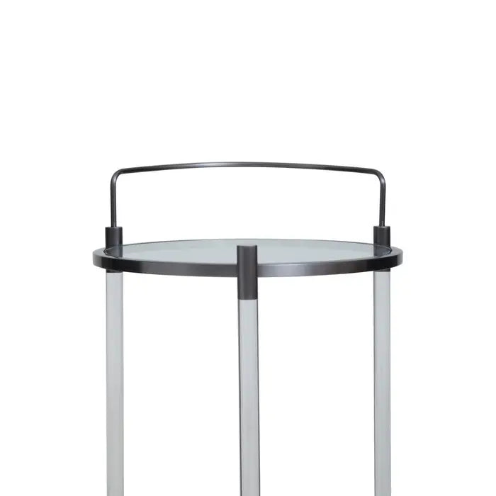 Oria White Glass Bar Trolley