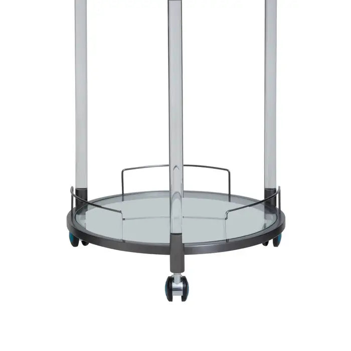 Oria White Glass Bar Trolley