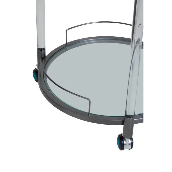 Oria White Glass Bar Trolley