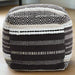 Grey and White Cotton Pouffe with Geometric Patterns