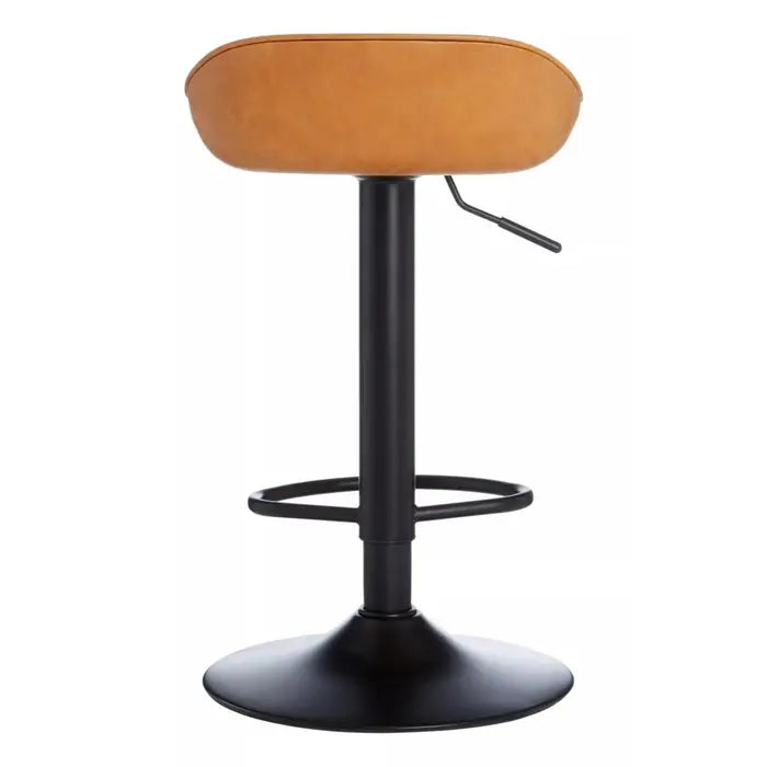 Dalston Bar Stool, Caramel Leather, Black Metal, S/2