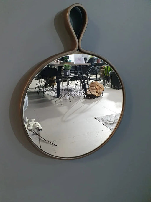 Elegant Bronze Metal Hanging Mirror – Compact Design & Sleek Finish  