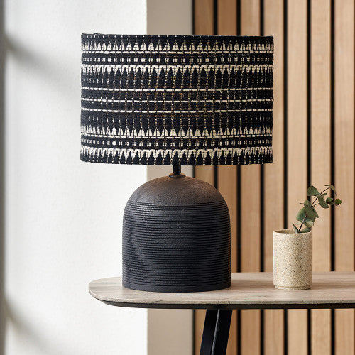 Saga Black and White Woven Cylinder Shade- 35cm