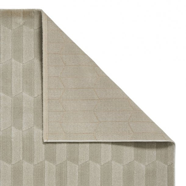 Chic Beige 3D Geometric Pattern Rug – Subtle Optical Illusion Design, Soft High-Pile Texture – Multiple Sizes