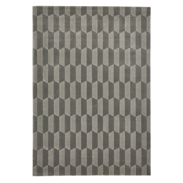 Modern Grey 3D Cube Pattern Rug – Geometric Optical Illusion Design, Soft High-Pile Texture – Multiple Sizes