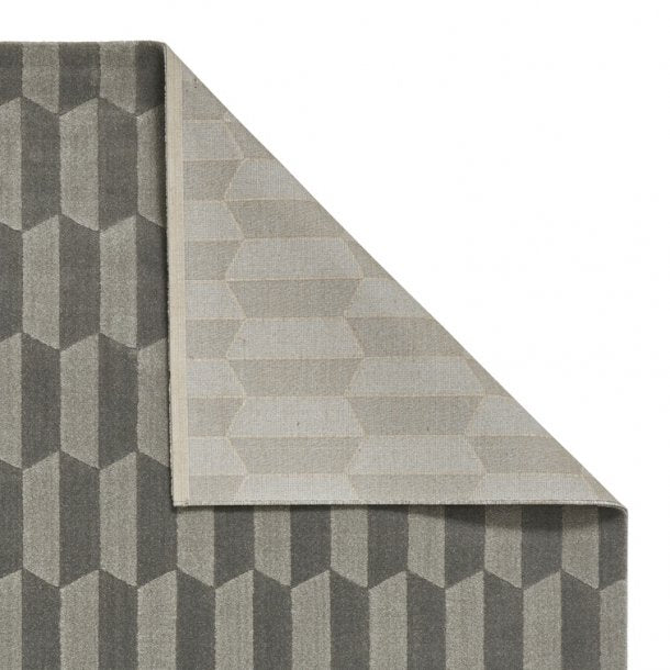 Modern Grey 3D Cube Pattern Rug – Geometric Optical Illusion Design, Soft High-Pile Texture – Multiple Sizes