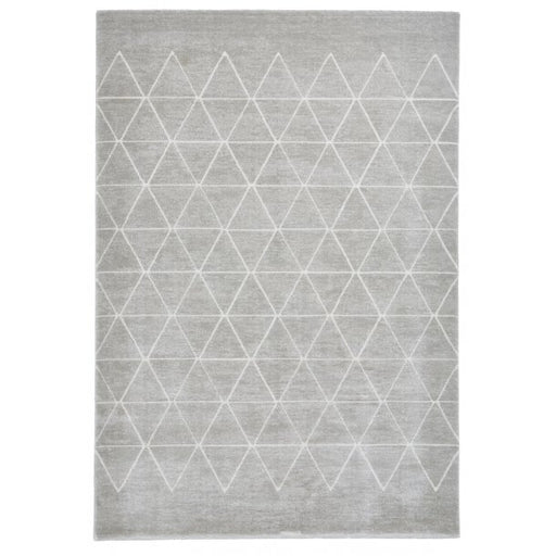 Elegant Grey Geometric Diamond Pattern Rug – Minimalist Design, Soft High-Pile Texture – Multiple Sizes