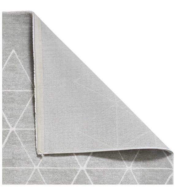 Elegant Grey Geometric Diamond Pattern Rug – Minimalist Design, Soft High-Pile Texture – Multiple Sizes