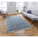 Charming Blue & White Diamond Area Rug - Textured Elegance with Tassels - Multiple Sizes