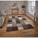 Contemporary Beige & Grey Block Pattern Rug – Multi-Texture Design – Multiple Sizes