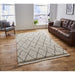 Elegant Beige Shaggy Rug with Diamond Pattern - Moroccan Style - Multiple Sizes