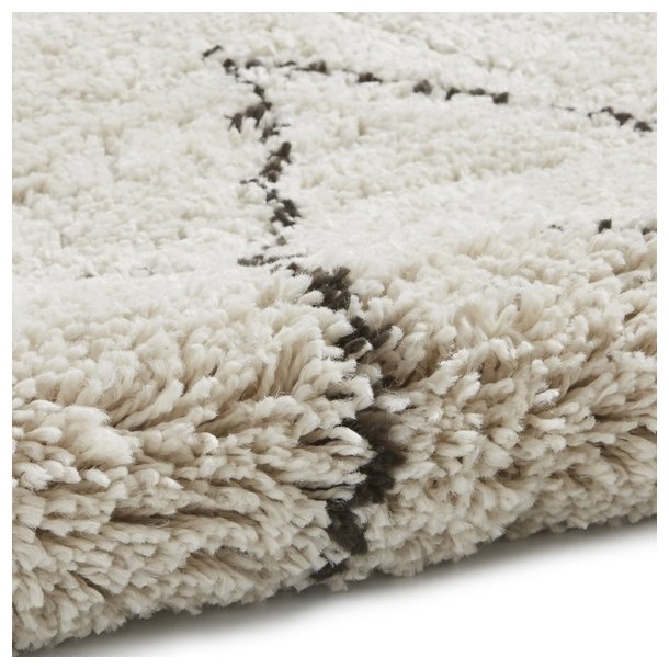 Elegant Beige Shaggy Rug with Diamond Pattern - Moroccan Style - Multiple Sizes