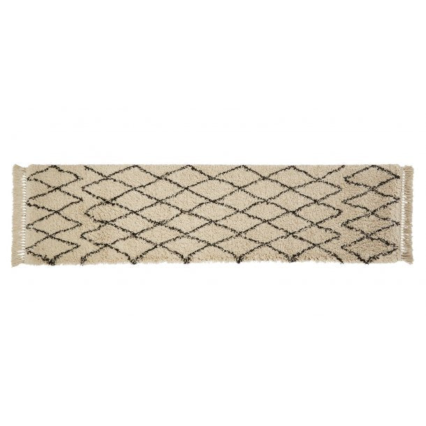 Elegant Beige Shaggy Rug with Diamond Pattern - Moroccan Style - Multiple Sizes