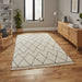  Elegant Cream & Grey Diamond Pattern Area Rug - Luxurious Texture - Multiple Sizes