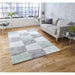  Elegant Grey & Green Patchwork Rug – Contemporary Geometric Design – Multiple Sizes