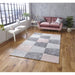 Elegant Grey & Rose Checkerboard Rug – Soft Plush Design – Multiple Sizes