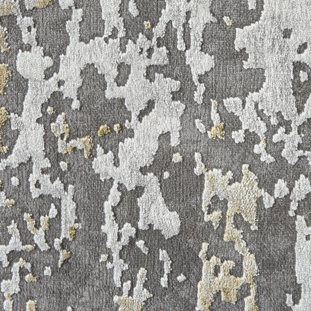 Elegant Grey & Ochre Area Rug - Modern Abstract Design - Multiple Sizes